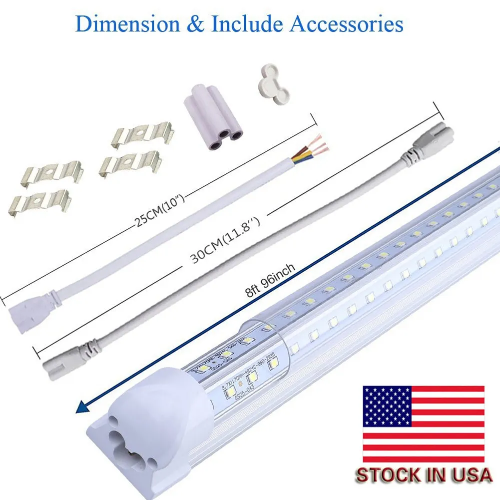 8 pés Lâmpadas Lâmpadas Tube luzes 8FT 56W V em forma de T8 integrado 85-265V 0.95PF 60Hz 3844leds Canadá direto Shenzhen China fabricação fábrica