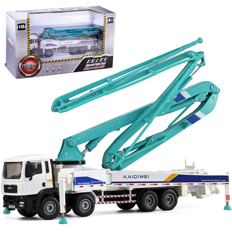 KDW pressofuso in lega camion pompa per calcestruzzo modello di auto giocattolo, veicolo di ingegneria, scala 1:55, per regalo di compleanno per bambini di Natale, colleziona 625025, 2-1