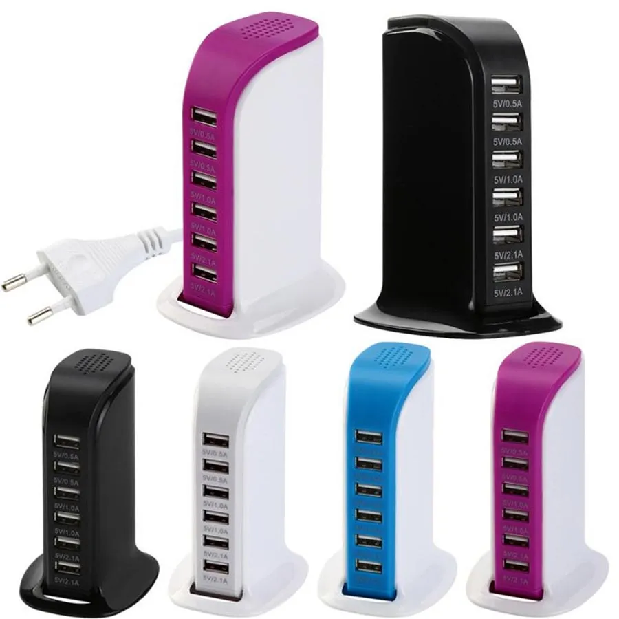 Adattatore di alimentazione per caricabatterie da muro USB a 6 porte da 30 W affidabile caricatore da viaggio portatile hub per stazione di ricarica USB per PC da tavolo per telefono cellulare