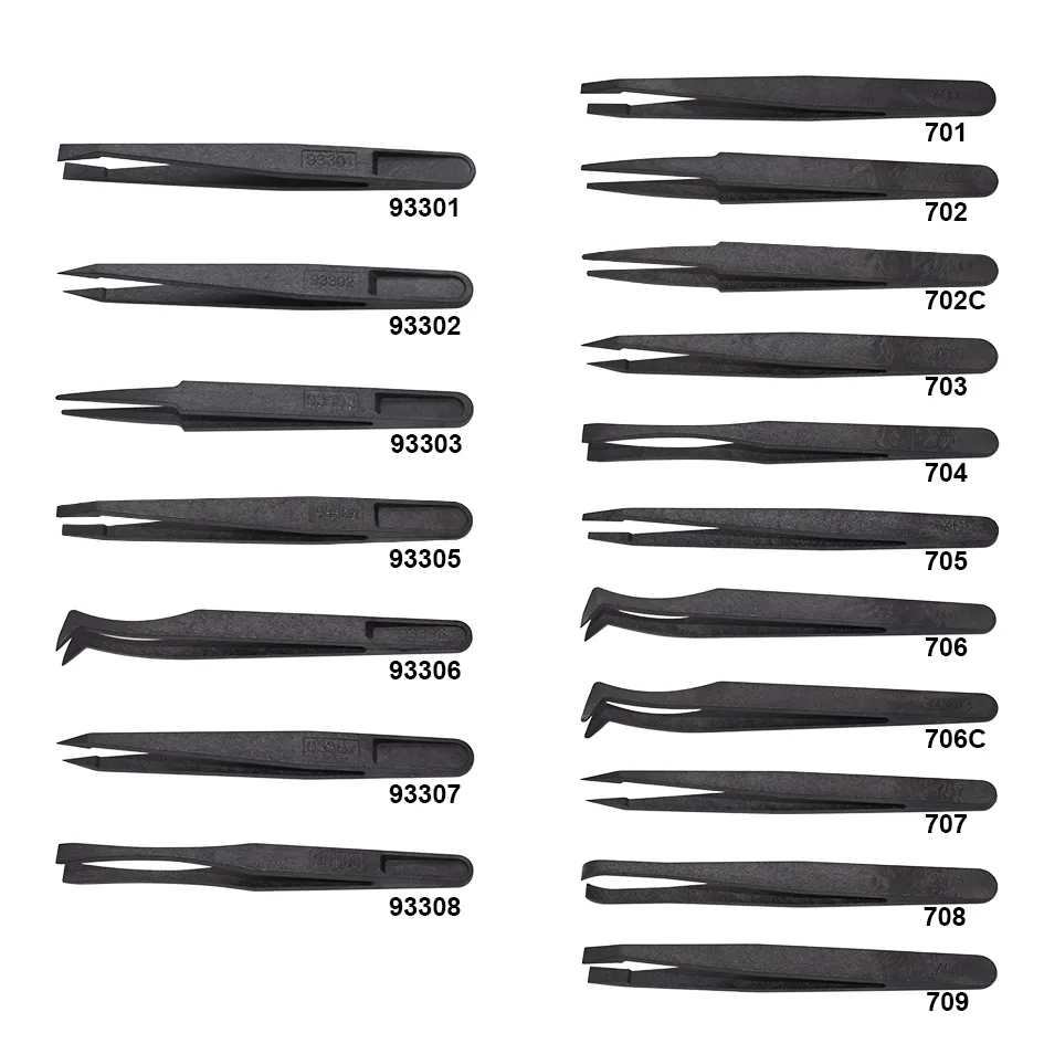 Kit 6 Pinzette Di Precisione A Punta Piatta A Croce E Antistatiche In Acciaio INOX - GOOBAY - I - Foto 7