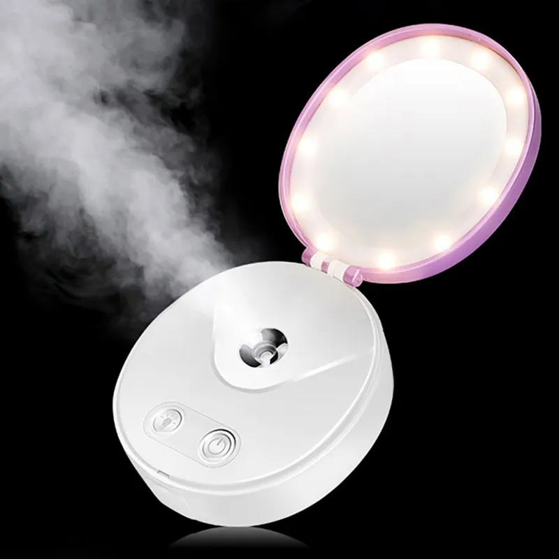 Nano Mist Sprayer Facial Steamer LED Makeup Mirror Portable USB Power Bank Mini Moisturizing Face Body Spray Skin Care Beauty Tools