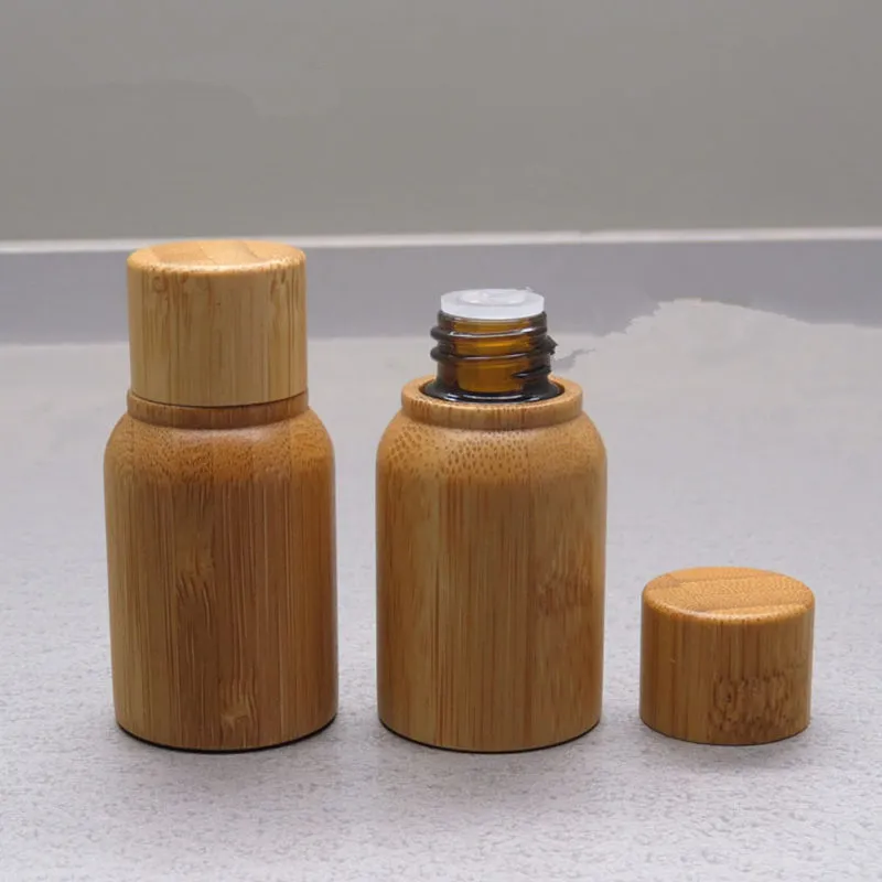 10ml Essential Oil empty Bottles with natural bamboo screw cap glass tank,bamboo bottle Essence liquid fast shipping F418