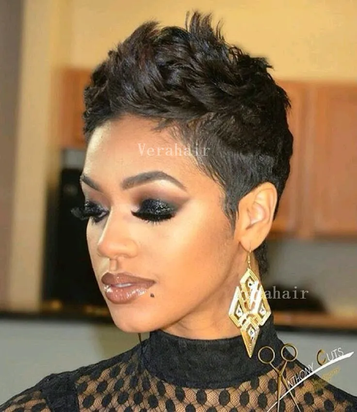 Glueless Short Lace Front Pixie Cut Human Hair Pixie Wigs Machine Made
