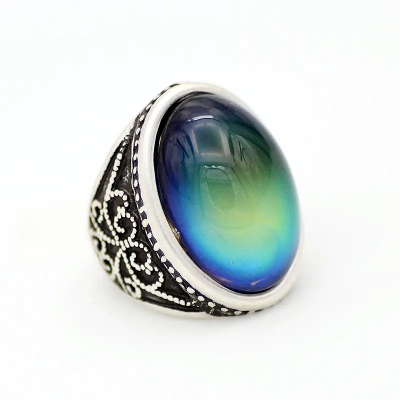 Fastory Sale Ontzagwekkende Kleur Verandering Ring Emotion Feeling Real Antique Verzilverd Mood Rings Sieraden MJ-RS052