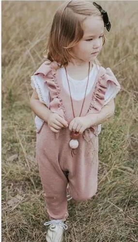 2018 Boutique Baby Kläder Barnbarn Flickor Ruffles Jumpsuit Overaller Lite Tjejer Kläder One-Pieces Outfit Spädbarn Toddler Girls Kläder