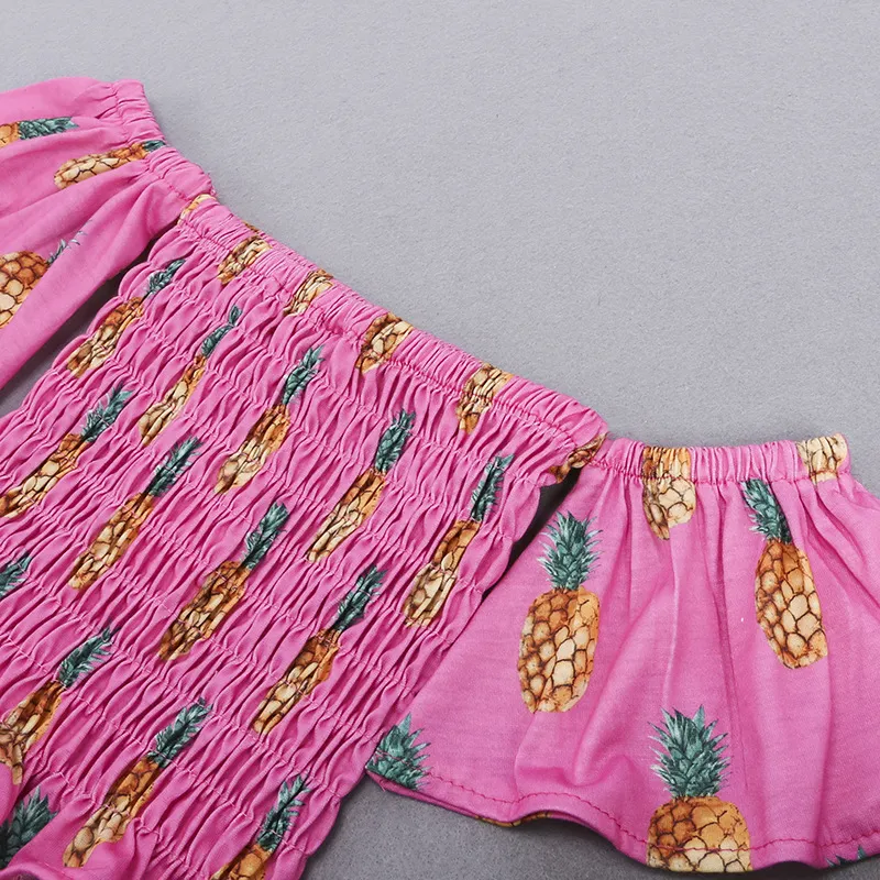 2018 Nouveau Bébé Filles Mode Ensemble Ananas Imprimé Tops Chemise + Denim Shorts Tenues Enfants Vêtements Mignon D'été Bébé Filles Vêtements Ensemble