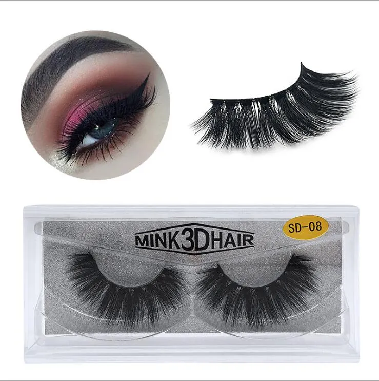 HOT New 3D Mink Cílios Cílios Messy falsa Extensão Do chicote do Olho 12 estilos Sexy Cílios Cílios Listras Completa Olho por fibra química Grosso