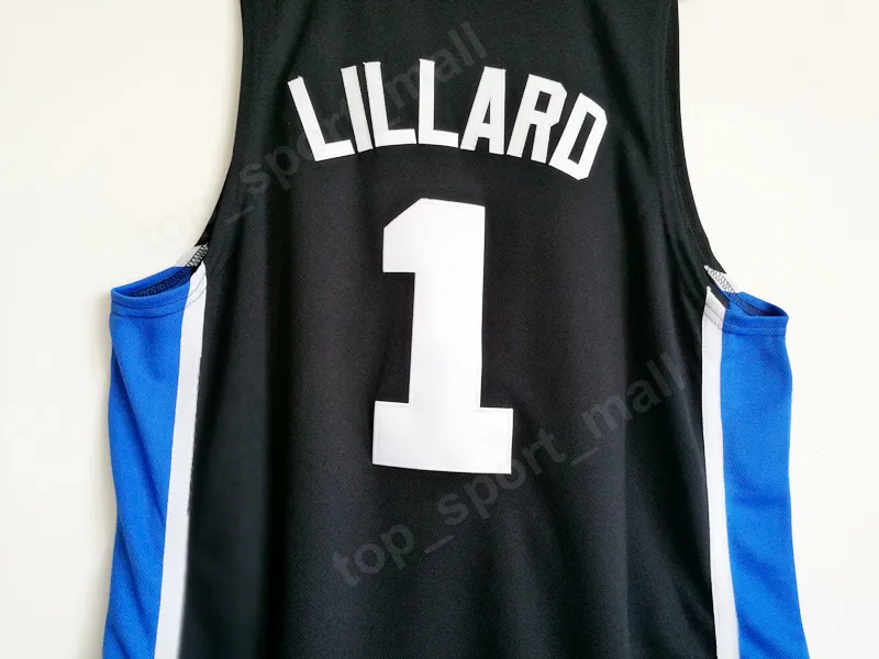 Weber State Damian Lillard Jerseys 1 University Black Color Men Basketball Lillard College Jerseys Breathable For Sport Fans High Qualit