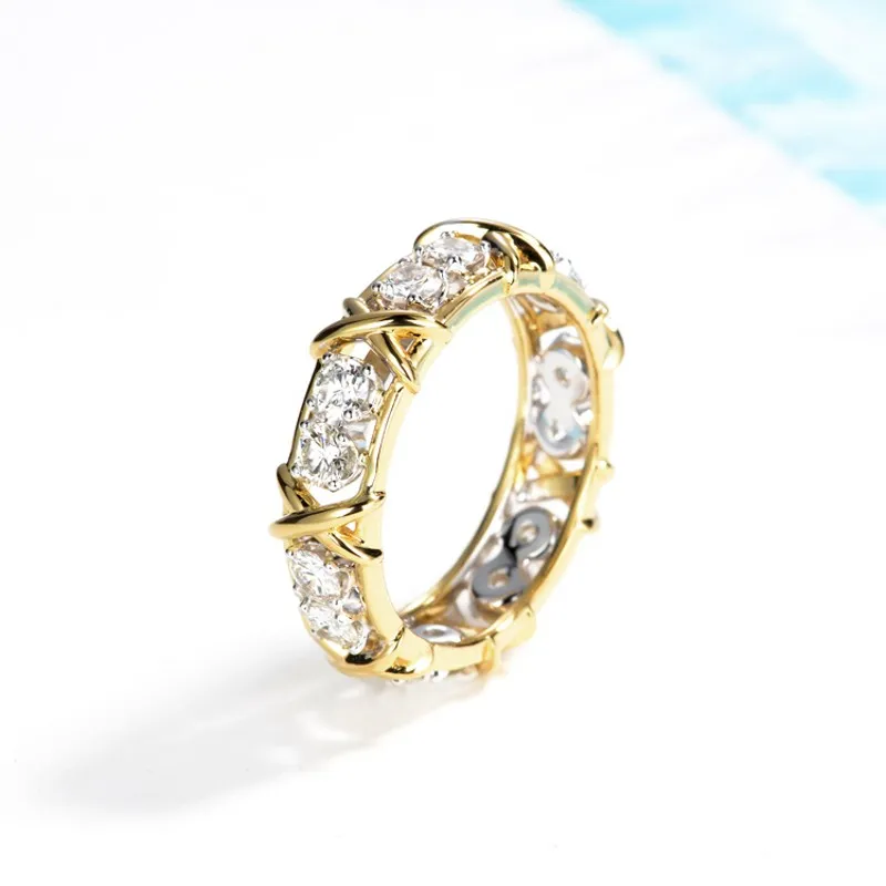 Vecalon Infinity Lovers Ring 5A Zircon CZ Wedding Rings for Women Men Yellow Gold Filled Bridal Engagement Band Gift8231343