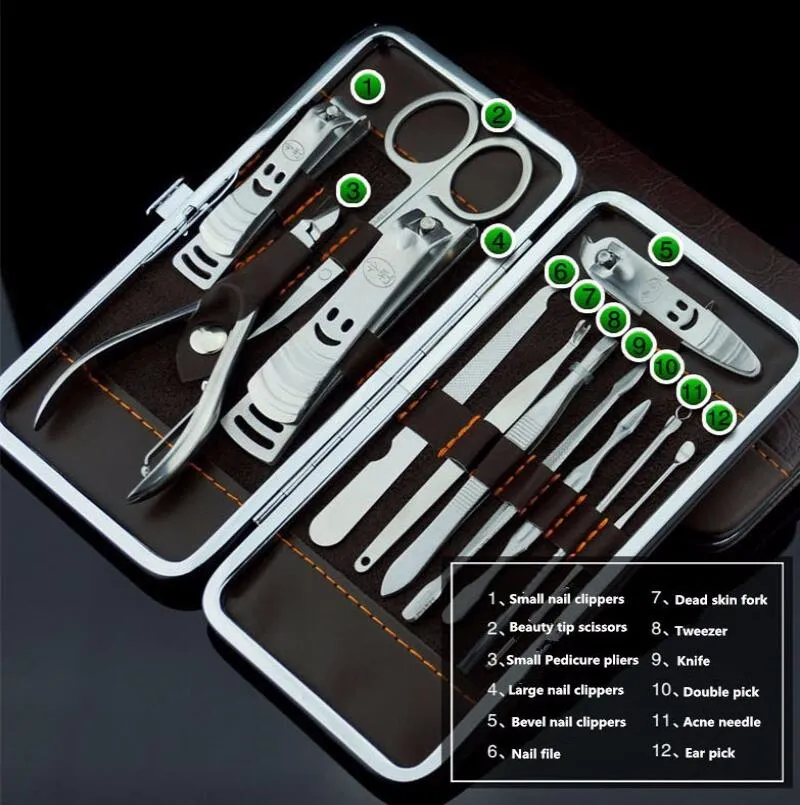 Manicure Set Pedicure Scissor Tweezer Knife Ear Pick Utility Nail Clipper Kit ,Stainless Steel Nail Care Tool Set New