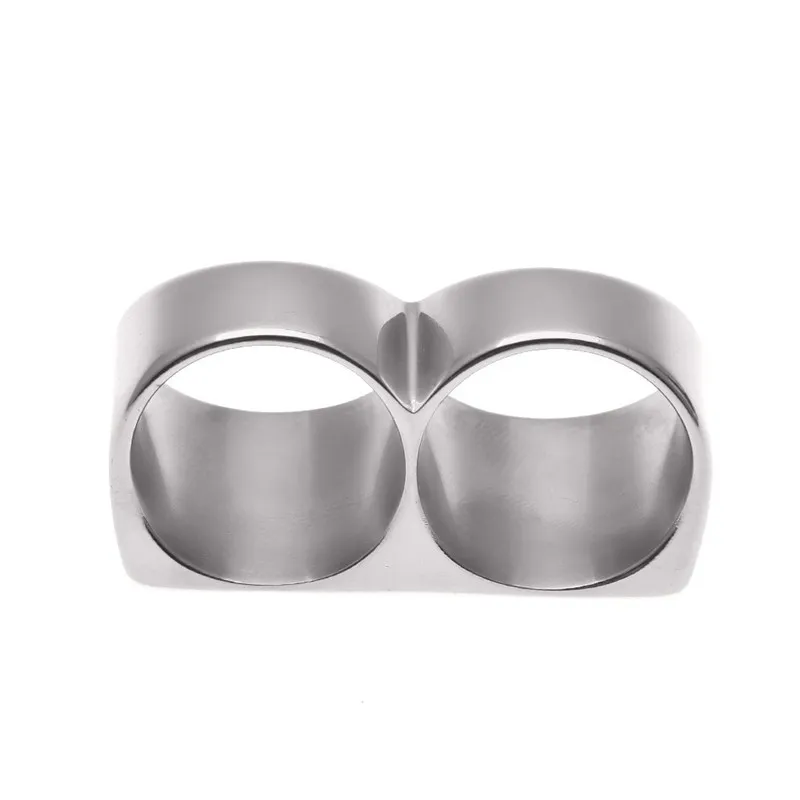 Två fingrar ringer i rostfritt stål dubbel ring hane och kvinnliga tillbehör Hip Hop -stil Två färger valfritt 6199025