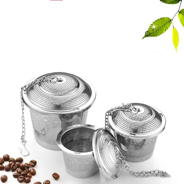 Duurzame 3 Maten Zilver Herbruikbaar 304 Roestvrij Mesh Kruiden Bal Tea-zeef Teaketklep Locking Tea Filter Infuser SN567
