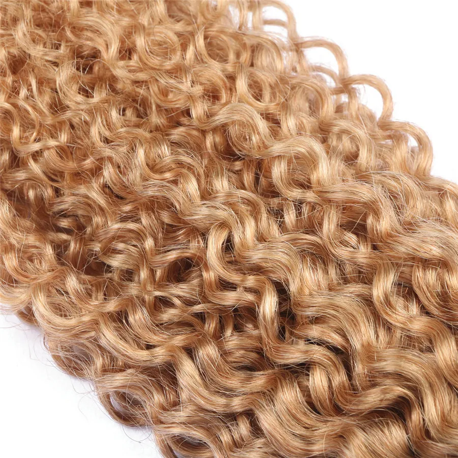 Two Tone 1b 27 Honigblond Ombre Verworrene Lockige Haarverlängerung 3 Teile/los Afro Verworrene Locken Brasilianisches Reines Menschenhaar Spinnt Hochzeit H8243746