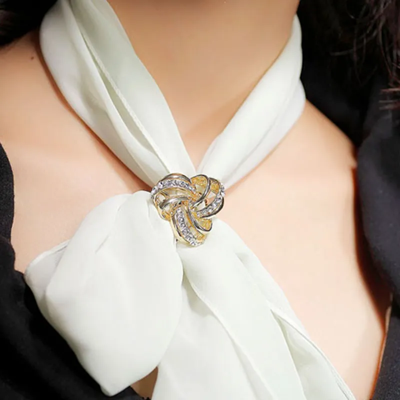 Silk Scarf Jewelry Accessories Buckle Shawl Ring Clip Tricyclic Scarves  Buckle Luxurious Simple Women Girl Party