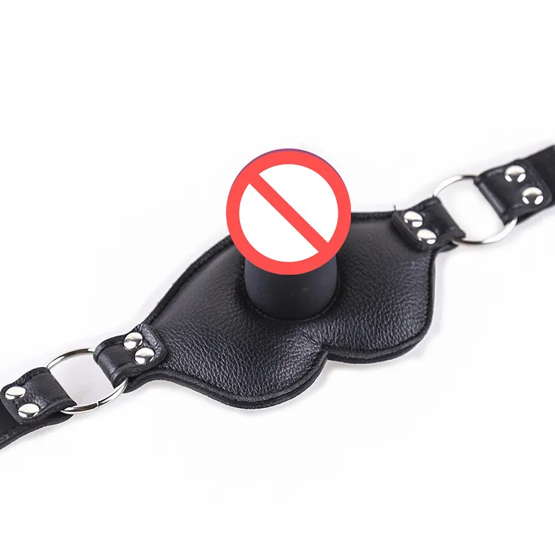 BDSM Silicone Mouth Gag Plug Bondage Slave Restraints Läderbälte i vuxna Spel för par Fetisch Oral Sexleksaker för Kvinnor Män - HS86
