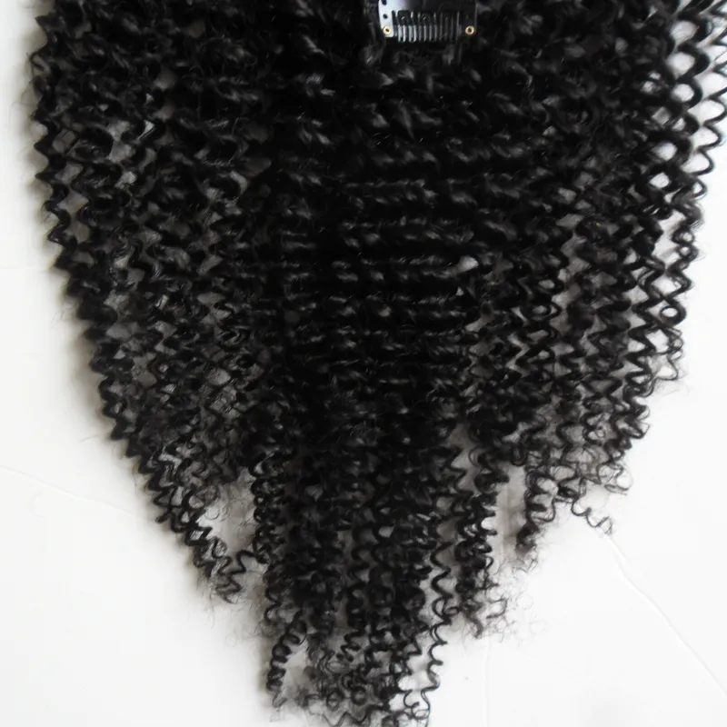 Clip nelle estensioni dei capelli umani Clip ricci afro crespi 100g / set 4B 4C Brasiliano naturale capelli umani Clip ins