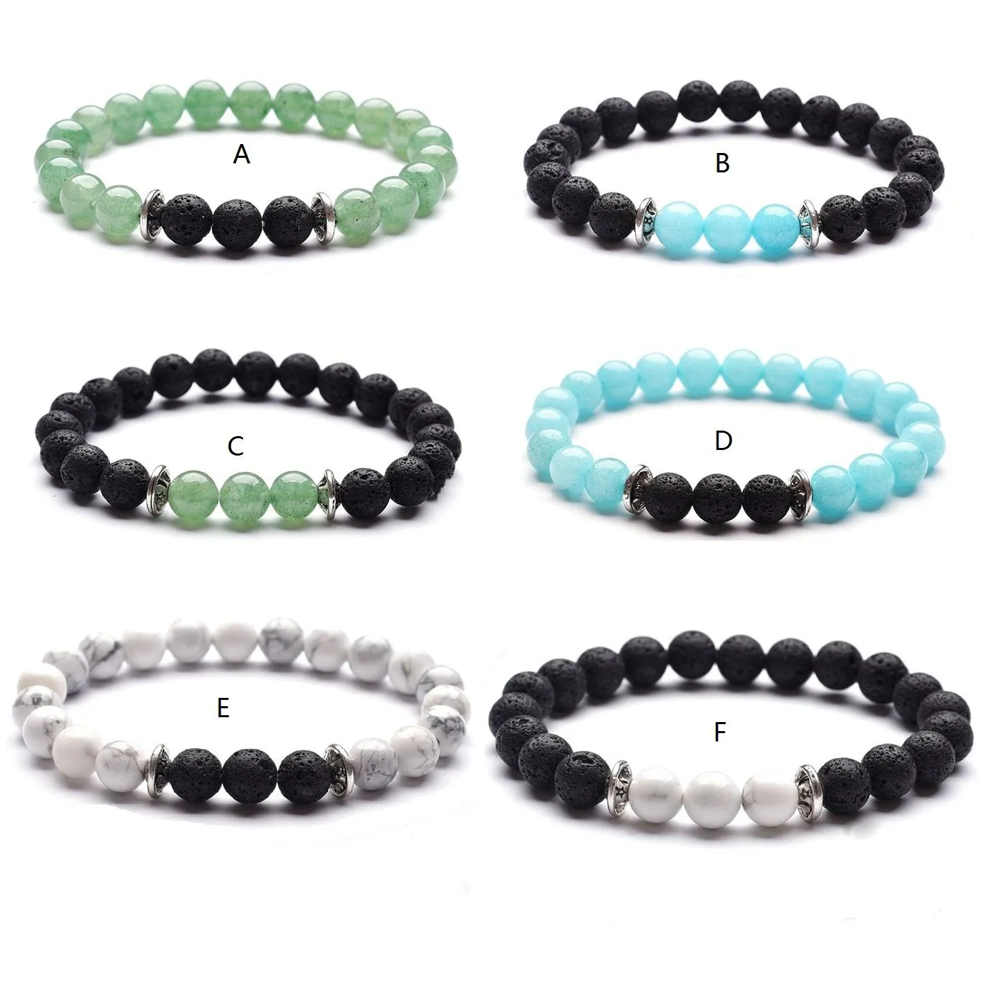 6 Styl Black Lava Stone Essential Oil Dyfuzor Bransoletka Aventuryn Agate Kobiety Mężczyźni Joga Buddha Bransoletki Biżuteria Prezent