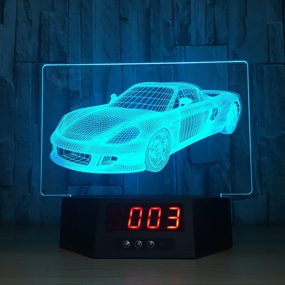 Sportwagenmodelle 3D Illusion Nachtlichter LED 7 Farbwechsel Schreibtischlampe Dekor #R21