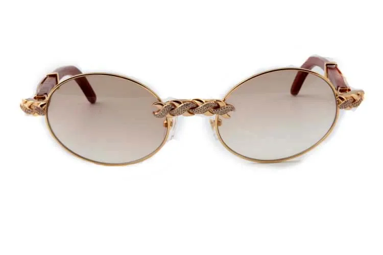 New Retro Fashion Round Diamond Sunglasses 7550178-B Natural Wood Luxury Sunglasses Glasses Size 55/57 -22-135mm