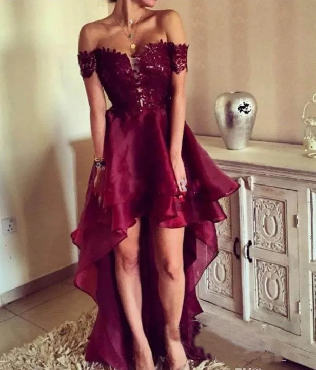 High low burgundy prom dress new arrivals