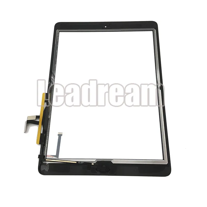 Hoge kwaliteit touchscreen glazen paneel digitizer met knoppen zelfklevende montage voor iPad AIR 2017 A1822 A1823 Geen vingerafdruk gratis DHL