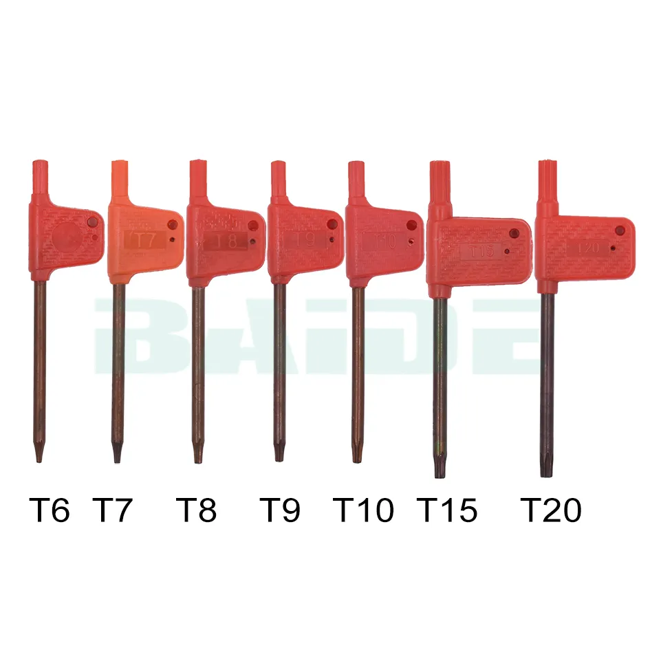 T6 T7 T8 T9 T10 T15 T20 Torx-schraubendreher Spanner Schlüssel Kleine Rote Flagge Schraubendreher Werkzeuge 1000 teile/los