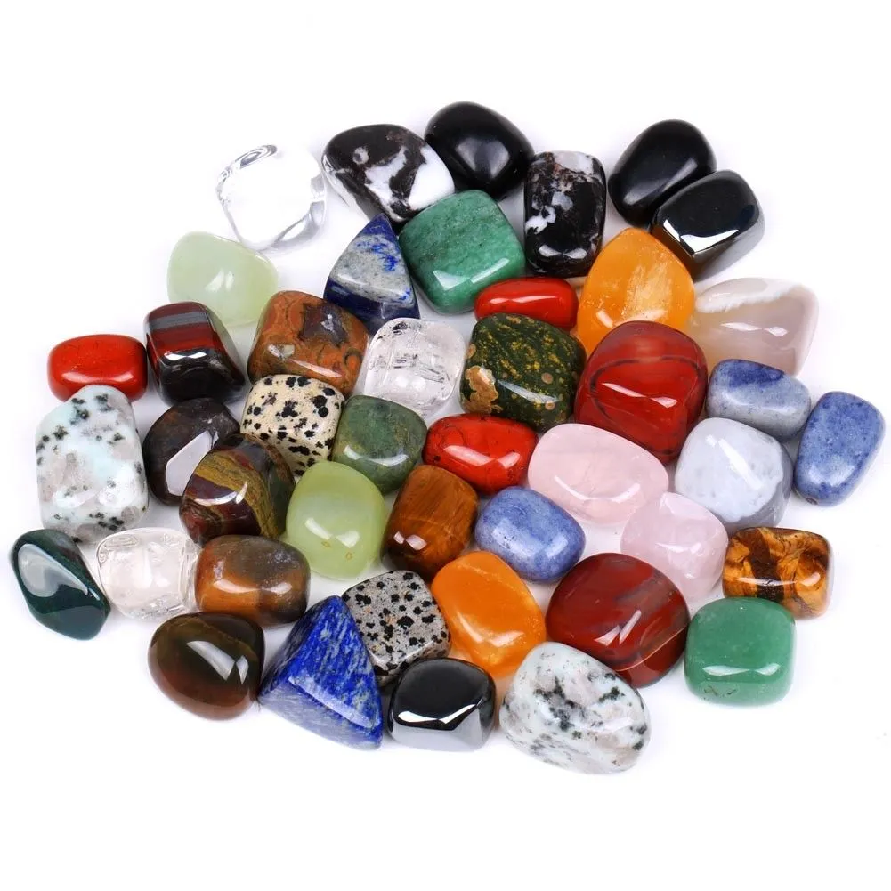 200g Beautiful Natural Bulk Assorted Tumbled Stone Crystal colorful rock mineral agate for chakra healing Reiki + Pouch