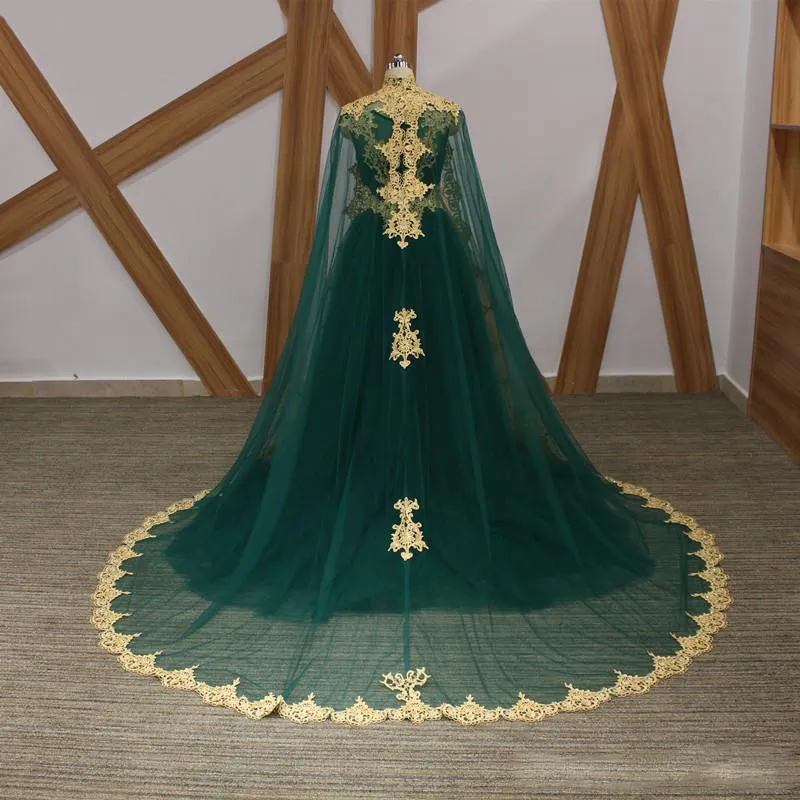 gold dress with green accessories Royal Green Moroccan Henna Caftan – Gold Embroidered Two Piece main image 1
