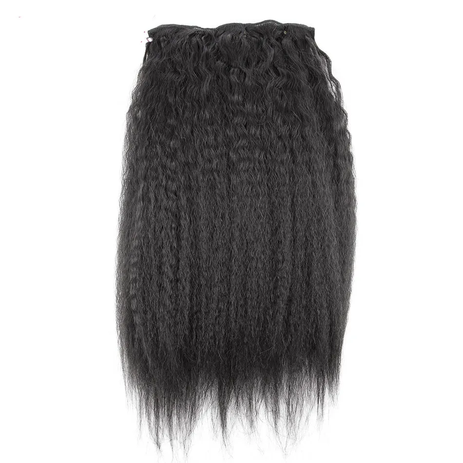 Tanie klips w ludzkich rozszerzeń włosów Naturalne czarne włosy Yaki Clip in Extensions 10 sztuk Kinky Prosto Clip in Extensions 120g