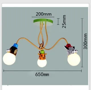 3 Kopf E27 Cartoon Kinderzimmer Kronleuchter Schlafzimmer Lichter niedlichen Affen Zebra kreative Lampen