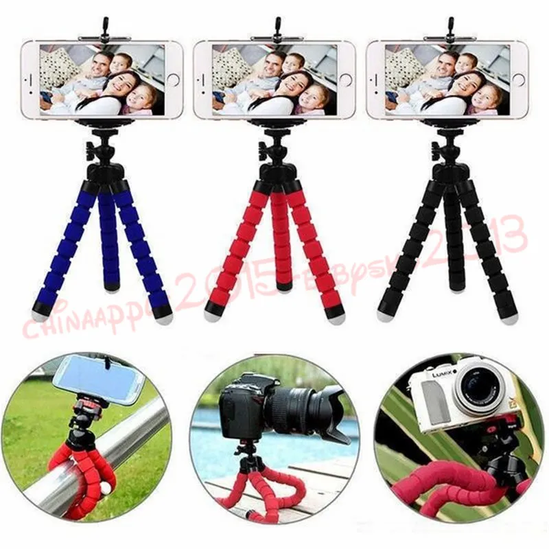 3 Col Flexibel Statief Houder voor Mobiele Telefoon Auto Camera Universele Mini Octopus Sponge Stand Bracket Selfie Monopod Mount Monteren met Clip door DHL