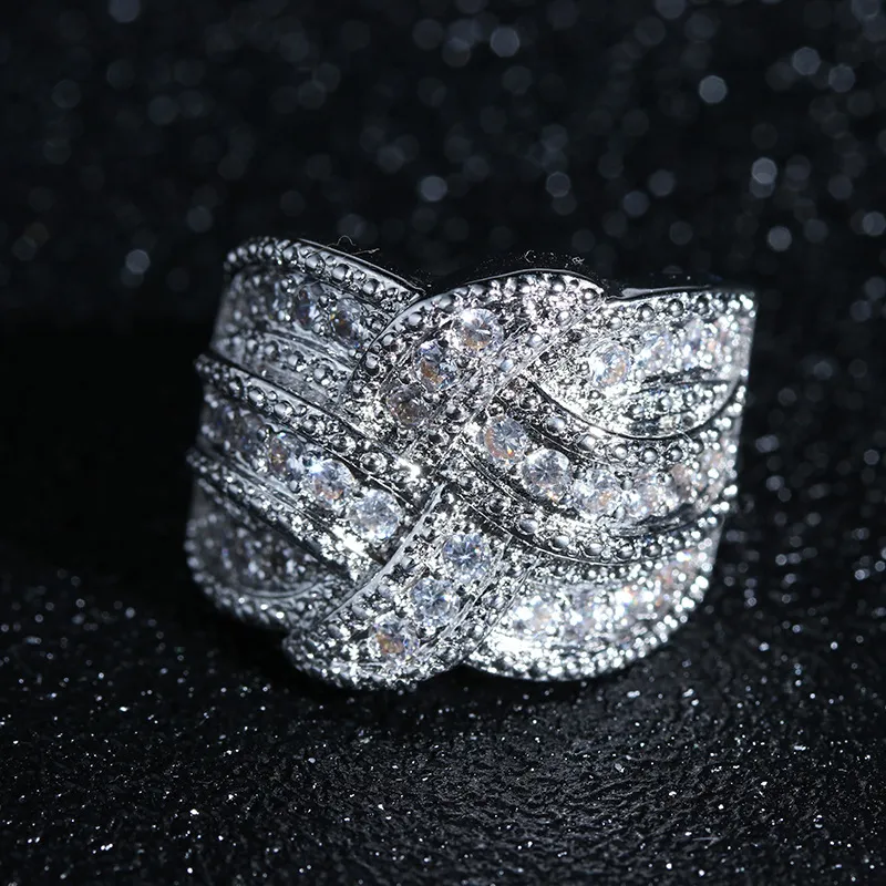 Męskie Full Diamond Kamienie Pierścionek zaręczynowy Biżuteria Wysokiej Jakości Moda Craftal Klejnoty Obrączki Obrączki dla kobiet