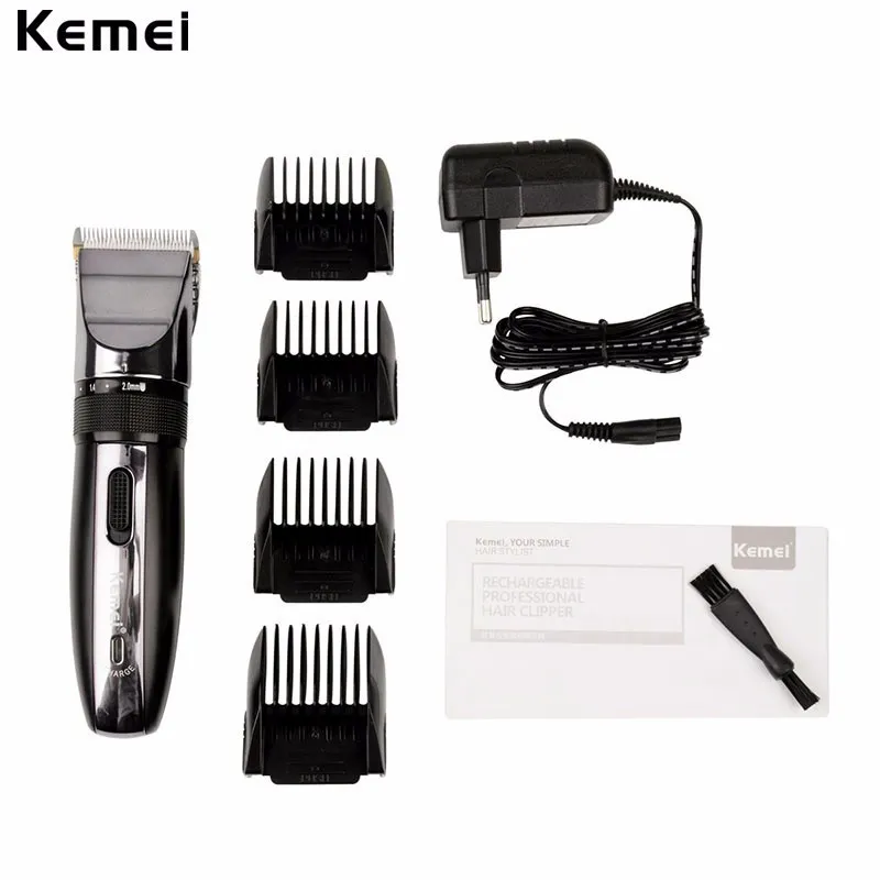 Kemei Electric Hair Clipper Rechargeable Hair Trimmer Shaver Razor Trådlös 0.8-2.0mm Justerbart Lågt ljud för vuxen / Barn 4747