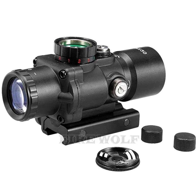 Polowanie Riflescope Tactical 3.5x30 RGB Widok laserowy Dot Red Tri-Podświetlany Combo Compact Scope Fiber Optyka Zielony widok
