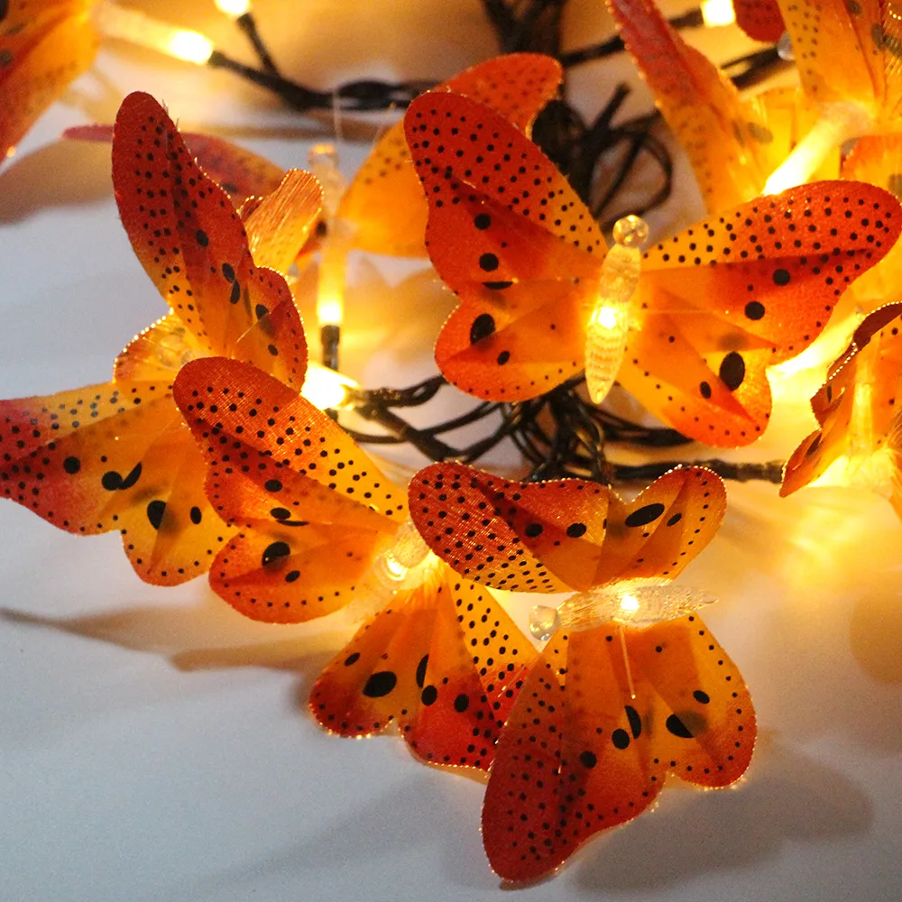 6 м 20 LED бабочка фея свет шнура рождественские солнечной энергии волоконно-оптические бабочки светодиодные фея свет свадьба сад гирлянда