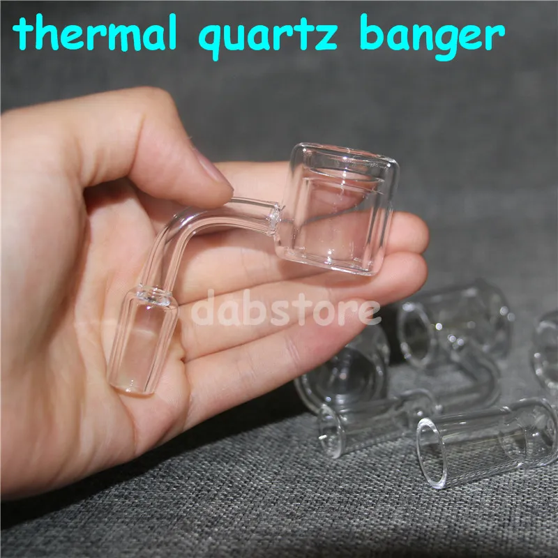 XXL thermique Banger Quartz Nail 10mm 14mm 18mm Homme Double Tube 100% Quartz thermique Banger Pour verre bulleur bong