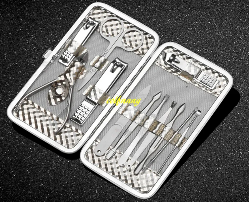 12 in 1 Stainless Steel Pedicure Manicure Set Gold box Nail Clipper Scissors Tweezer Cutter Clip For Wedding Party gift