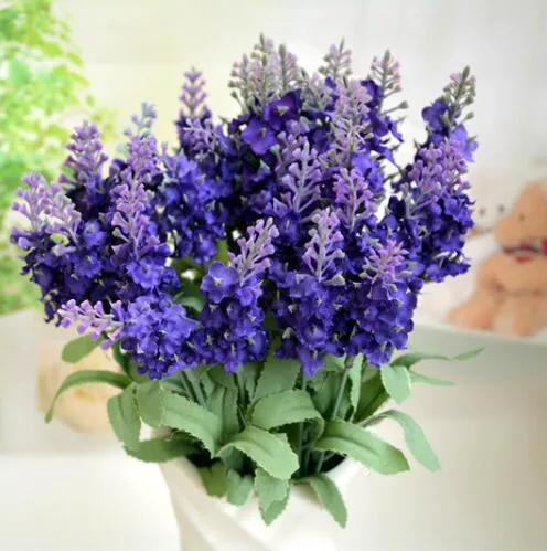 Silk Lavender Bunch 5 Stems Piece 10st Lavenders Bush Bouquet Simulation Artificial Flower Lilac Purple White Wedding 294K