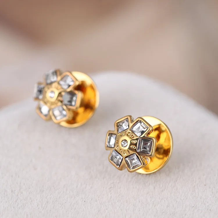 earring with diamond stud drop Earring in 0.9cm 18k gold and 18k rose gold plated style women top quality jewelry gift fr