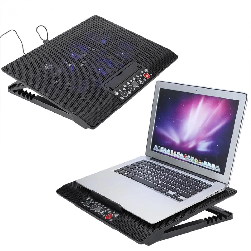 Freeshipping Universal under 17 tum Laptop Notebook Cooler Cooling Pad Base USB-fans Justerbara vinkelfästen med hållarens stativ