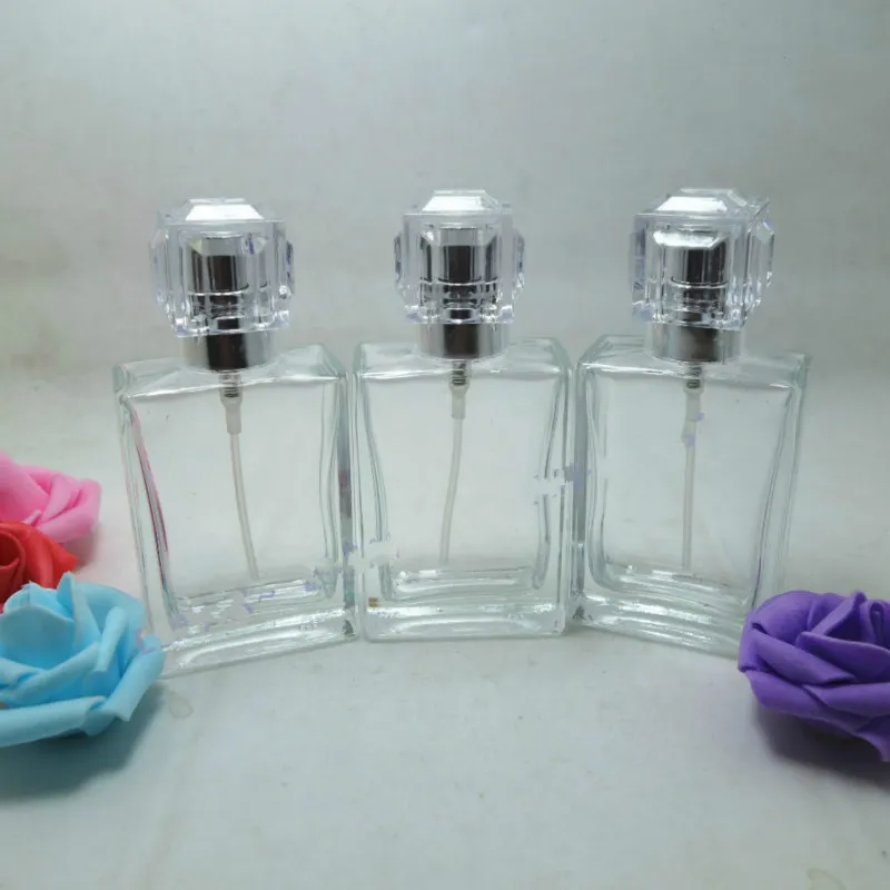 30ML square glass perfume bottle cosmetic dispensing nozzle spray bottles 100pcs/lot hot sale free shipping