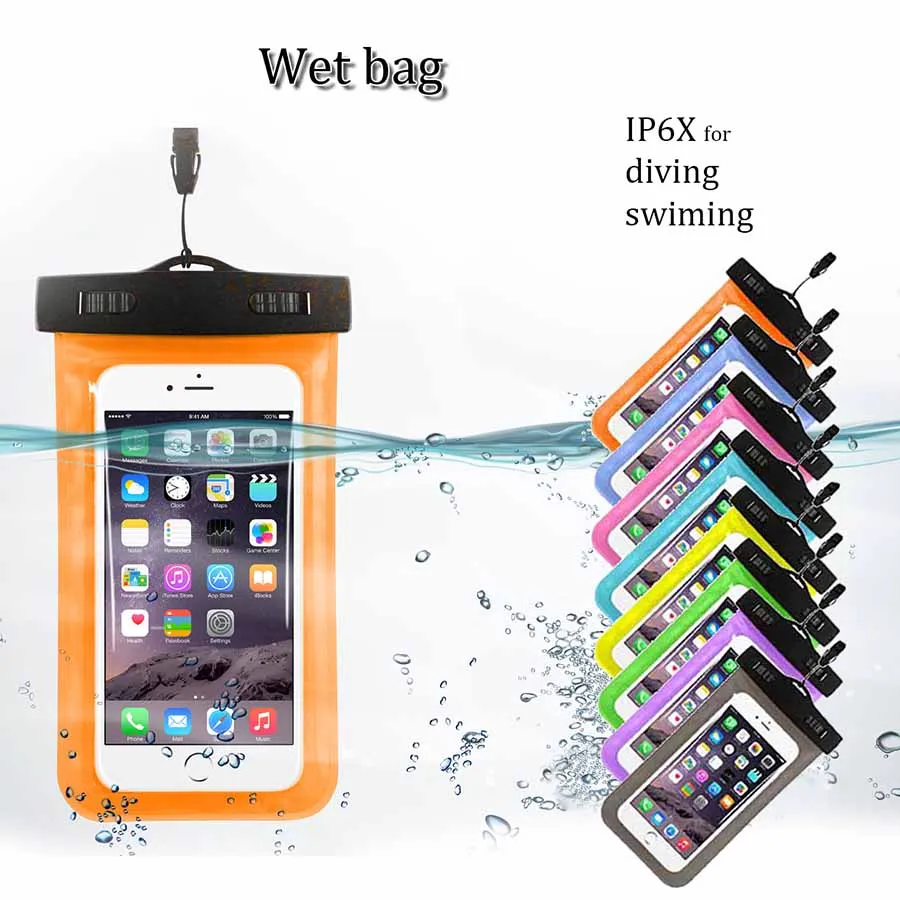 Sac humide étanche universel IP6X PVC ultra transparent natation plongée plongée étui de téléphone portable étanche pour iphone samsung mobile
