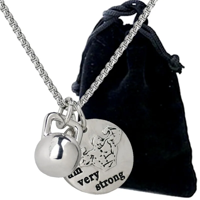 Glossy kettle bell inspirational combination pendant Europe and the United States men's fitness necklace fashion charm pendant wholesale