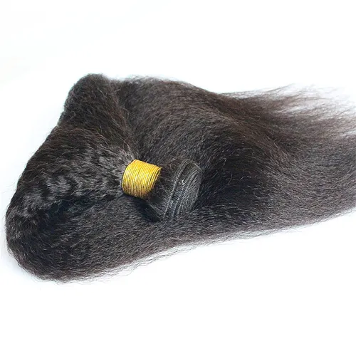 YUNTIAN 100g Kinky Straight hair Brazilian Hair Weave Bundles Coarse Yaki 100% Human Hair Bundles Natural Color