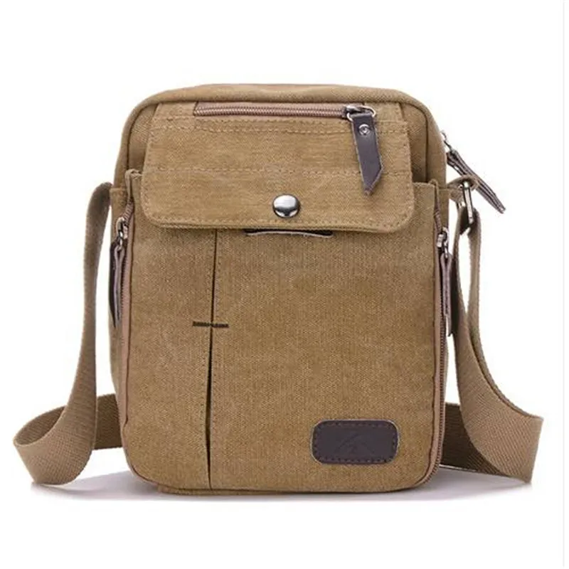 Mäns Militär Vintage Canvas Leather Satchel Shoulder Bag Messenger School Bag