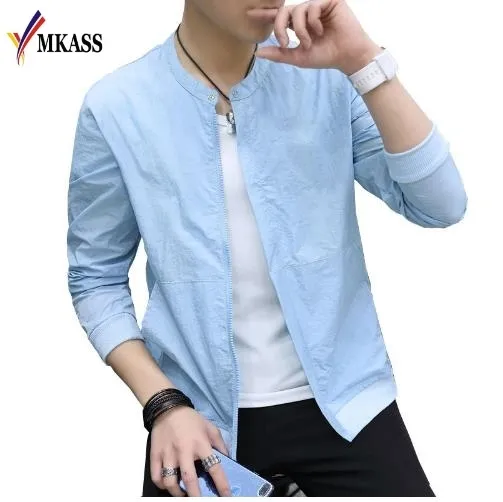 2018 Men Jacket Fashion Korean Fit Slim Thin Brand Mens Sunscreen Jackets and Coats Chaquetas Hombres Jaquetas Plus Size 4XL