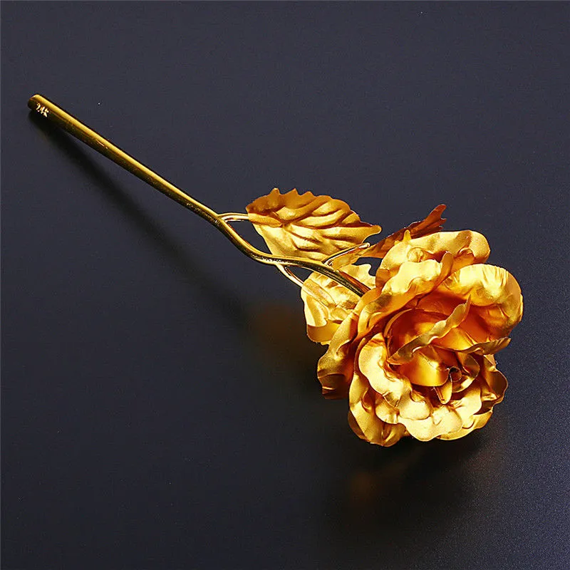 Rosa chapada en oro de 24 quilates a la moda, regalos creativos que duran para siempre, rosa para la boda del amante, Navidad, regalo del día de San Valentín, decoración del hogar, flor