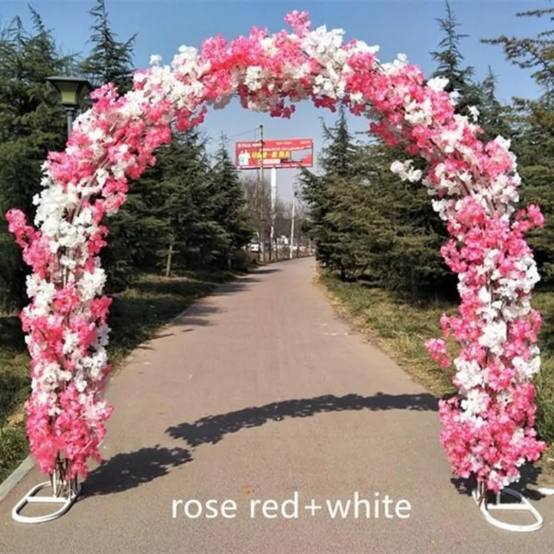 Aménagement de site de mariage de haute qualité, ensembles d'arches d'ouverture de centre commercial, fournitures de décoration d'événements étagère en arc + fleurs de cerisier