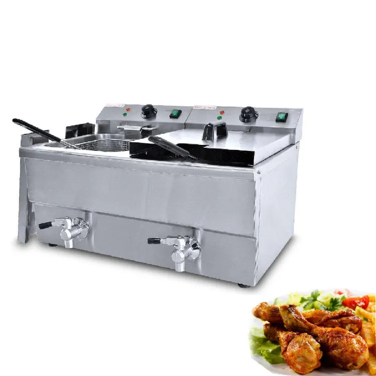 Qihang_top 11L-2 Double tank electric fryer commercial french fries frying machine stainless steel chicken deep fryer machine