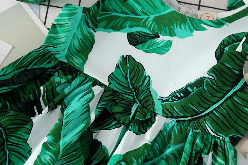 Neonate Stampa foglie verdi Abito da spiaggia bambini Reggicalze floreale con foglie di banana Abito da principessa 2018 Estate Boutique Abbigliamento bambini